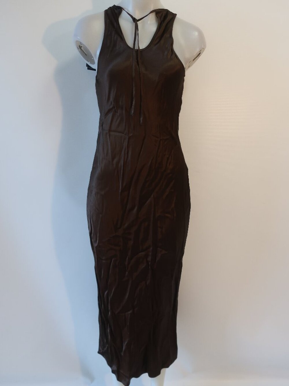 NWT Womens Rails Solene Moss Brown (Item- 67) Sleeveless Satin Midi Dress S - Picture 11 of 15